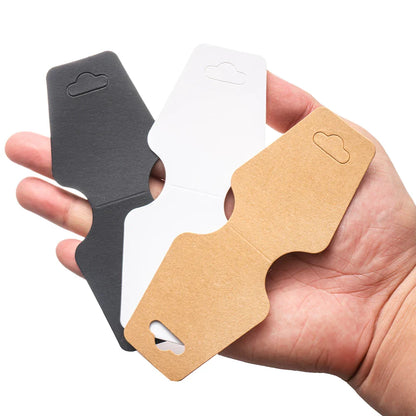 50PCS Blank Jewelry Display Cards — Foldable Adhesive Price Tag Holders for Necklaces & Bracelets, Small Business Packaging Supplies