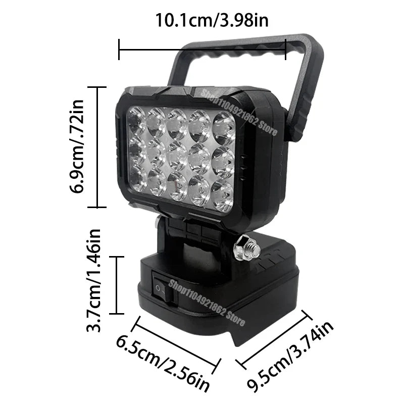 18V Lithium Battery LED Work Light – USB Charger Hand Lantern for Makita, Milwaukee & Dewalt Power Tools