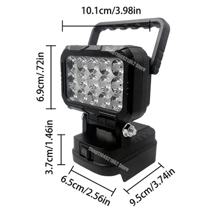 18V Lithium Battery LED Work Light – USB Charger Hand Lantern for Makita, Milwaukee & Dewalt Power Tools