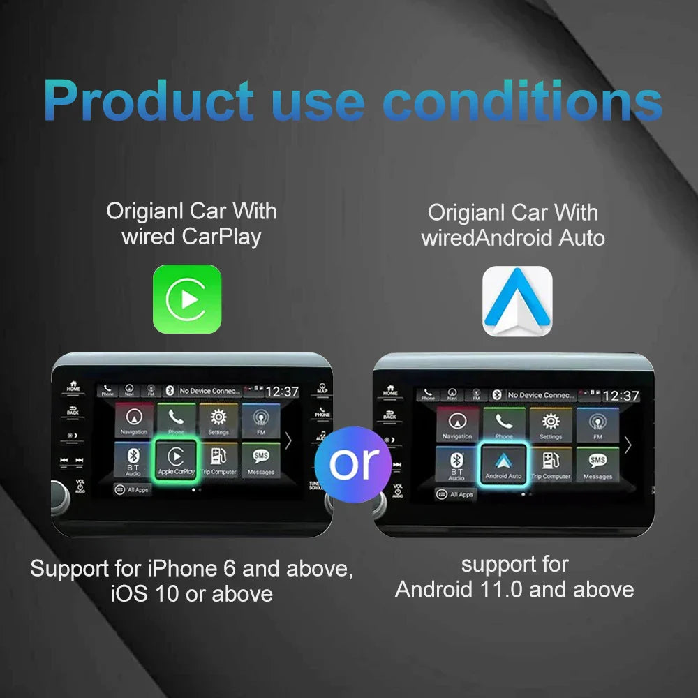 2025 2-in-1 Wireless CarPlay AI Box – Convert Wired CarPlay to Wireless with Android Auto, Plug and Play