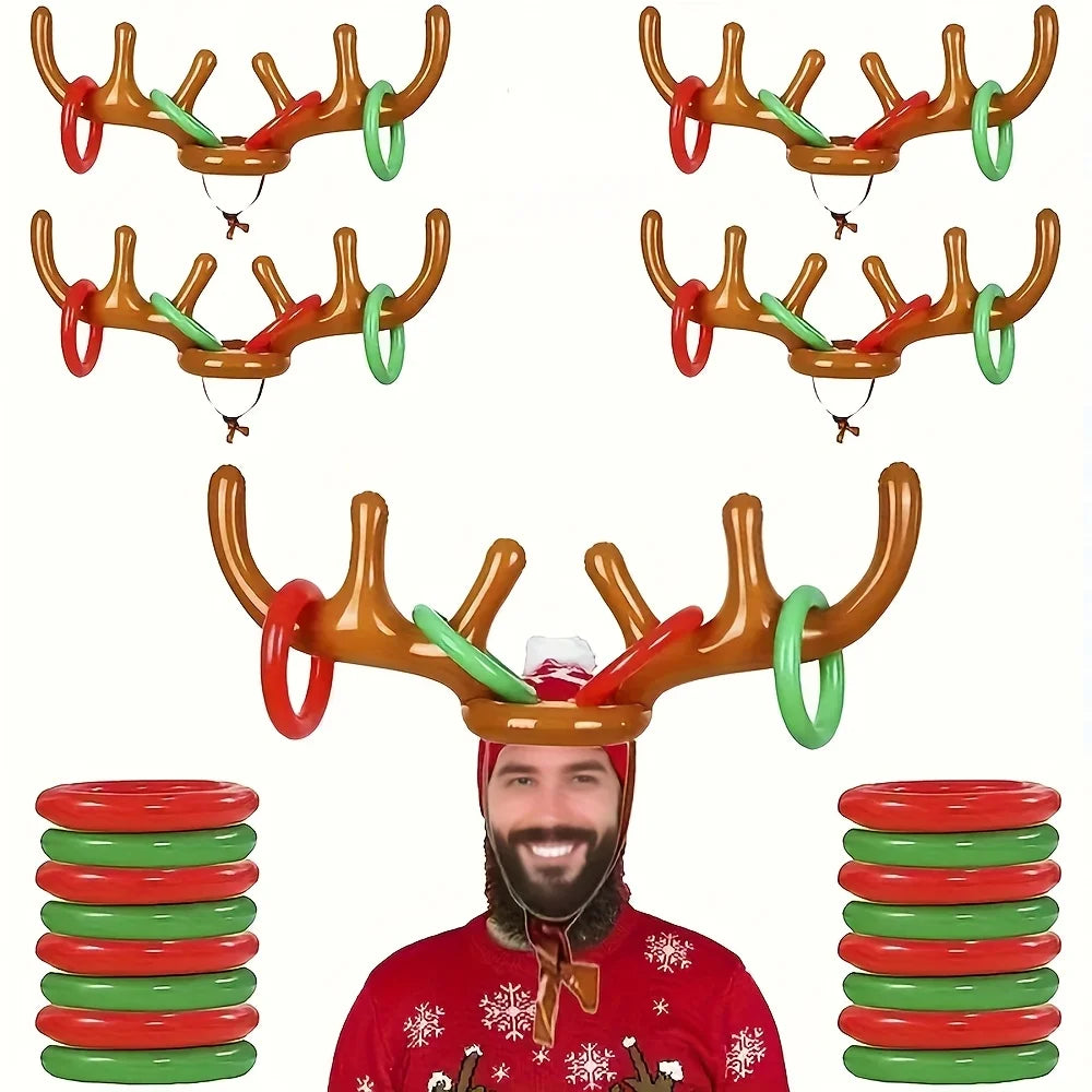1/2PCS Inflatable Reindeer Antler Ring Toss Game – Christmas, New Year & Birthday Party Decorations