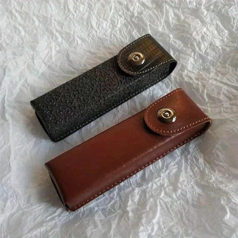 Classic Leather Eyeglasses Case – Elegant Hard Glasses Box for Men & Women, Suitable for Slim & Narrow Frames