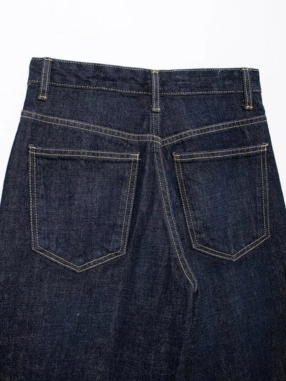 TRAF Women’s Basic Hundred Jeans — High Waist Asymmetric Wide-Leg Trousers, Casual Straight-Leg Fashion Jeans
