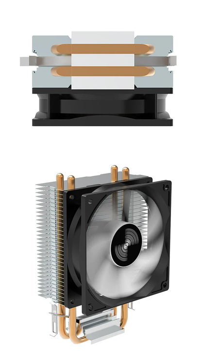 TEUCER CPU Cooler — 2-4 Heat Pipe Radiator with 3-Pin PWM Silent RGB Fan for Intel LGA 1700/1150/1155/1156/1366 & AMD AM2/AM3/AM4