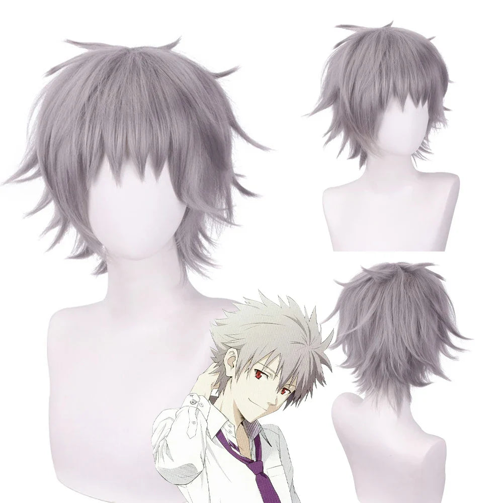 RANYU White Men’s Wig – Short Straight Synthetic Anime Hair, High-Temperature Fiber for Cosplay & Party