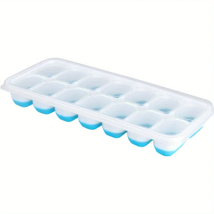 Silicone Ice Cube Mold – Easy-Release Flexible Tray with Spill-Resistant Removable Lid, Stackable Ice Trays with Covers