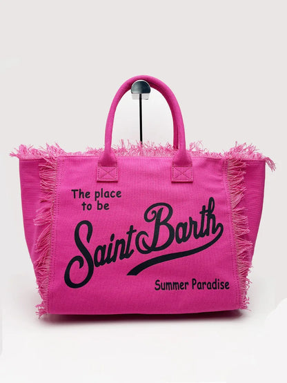 SAINT BARTH Autumn Winter Plush Towel Bag – Women’s Large Capacity Striped Casual Handbag with Tassel