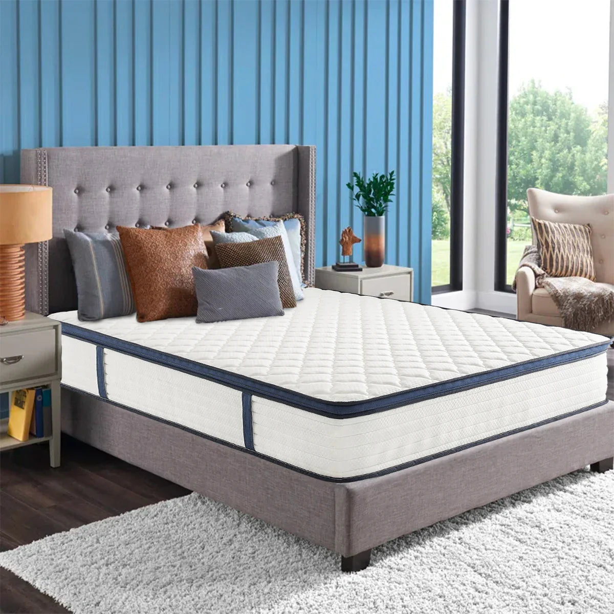 Queen Size Gel Memory Foam Hybrid Mattress — Medium Firm Comfort with Pressure Relief & Motion Isolation, Mattress in a Box