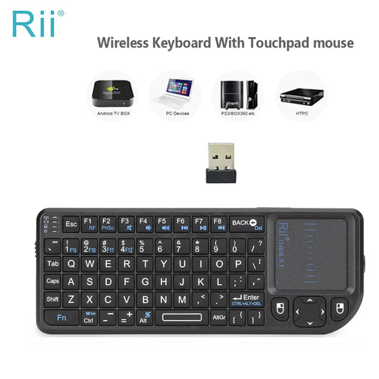Rii X1 2.4GHz Mini Wireless Keyboard with TouchPad – English/ES/FR Layout for Android TV Box, PC & Laptop