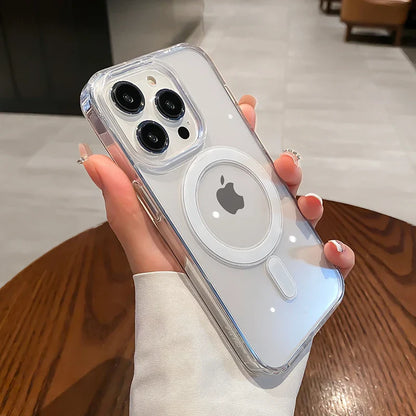 MagSafe Magnetic Transparent Wireless Charging Case for iPhone 11, 12, 13, 14, 15 Pro Max, Plus, Mini, X, 7, 8, SE | Shockproof PC Cover