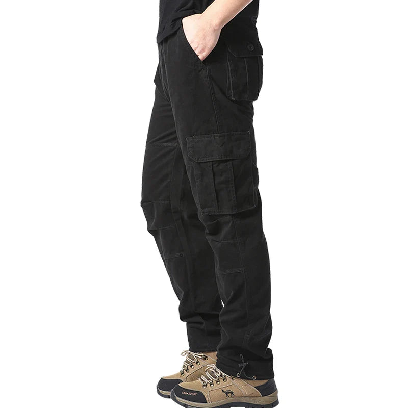 Men's Large Pocket Loose Overalls — Outdoor Sports & Tactical Jogging Pants with Elastic Waist, Pure Cotton Casual Workwear