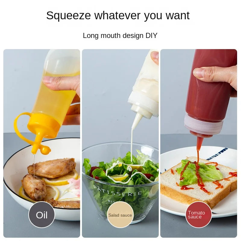 Large Squeeze Condiment Bottles with Nozzles – Ketchup, BBQ Sauce, Olive Oil Dispenser Bottles for Kitchen Use