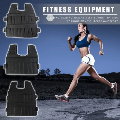 Adjustable Weight Training Vest — 3/15/35kg Fitness Running Jacket for Workout & Jogging