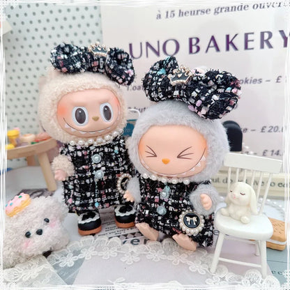 17cm Labubu Doll Accessories - Luxury Sweet Woolen Suit, Crossbody Bag & Princess Shoes Set