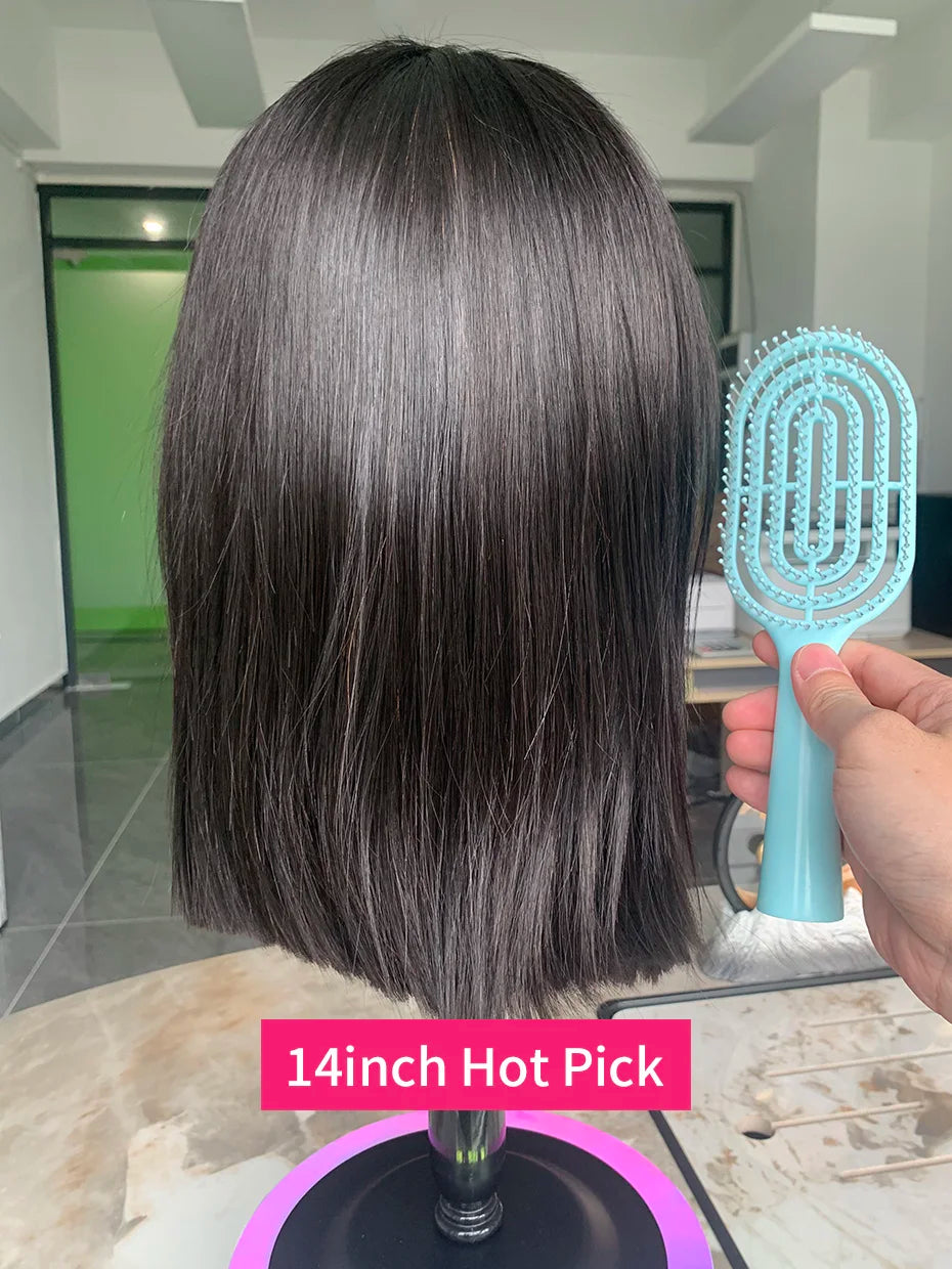 Raw Vietnamese Human Hair Lace Front Wig – 13x6 Bob, Straight Natural Black, 250% Density, 100% Human Hair