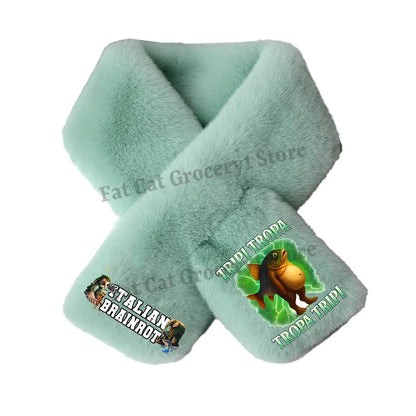 Italian Brainrot Plush Scarf – Kawaii Tralalero Neckerchief for Kids, Boys & Girls, Winter Warm Muffler, Children’s Bandelet Gift
