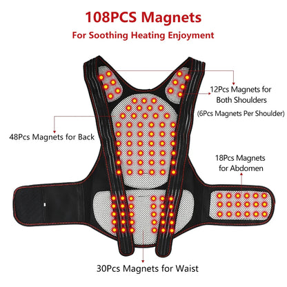 Tourmaline Magnetic Heated Vest — Self-Heating Thermal Clothing, Lumbar Waist Brace, Posture Corrector & Pain Relief Corset