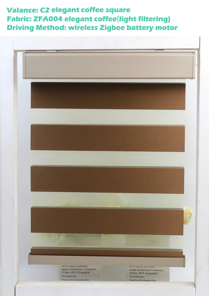 Decopedia Custom Made Zebra Blinds – Motorized Roller Blackout Day & Night Window Blinds for Sliding Doors