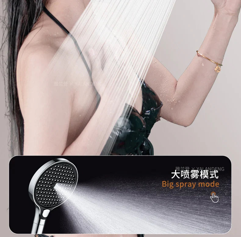 15cm Large Panel High Pressure Shower Head with Filter – 3 Modes Rainfall Spray Nozzle for Bathroom Accessories