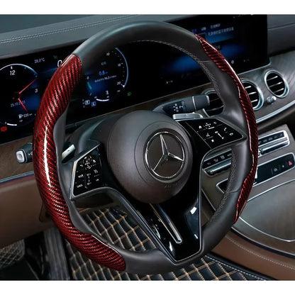 2/3PCS Universal Car Steering Wheel Cover — Laser Carbon Fiber, Silicone & 1K Microfiber Leather, Non-Slip PVC Booster