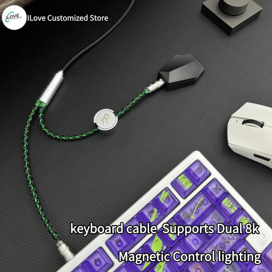 Magnetic Control USB-C Mechanical Keyboard Cable – Dual 8K 1-to-2 Type-C Fast Data & Power Lighting Support