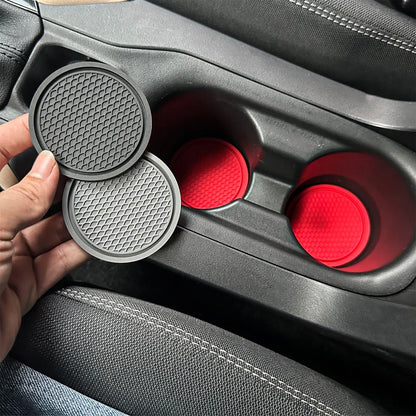2PCS Non-Slip Car Cup Holder Mats – Round Heat-Resistant Drink Pad Coasters for Interior Auto Decoration Accessories