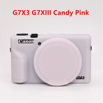 Canon G7X Silicone Camera Case - Soft Rubber Shockproof Body Cover with Lens Cap for G7X Mark II III G7XII G7X2 G7XIII G7X3