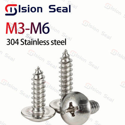50/20/10pcs M3-M6 Stainless Steel Self-Tapping Screws – Cross Recessed Truss Head for Wood