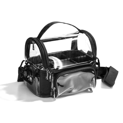 Makeup Brush Holder Backpack – Clear Waterproof Cosmetic Organizer Travel Case with Adjustable Strap & Divider