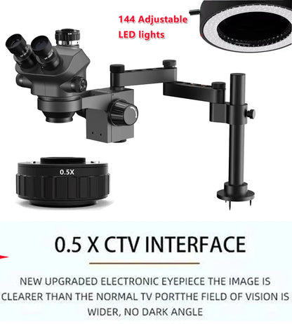 3.5-200X Simul-Focal Stereo Trinocular Microscope Set – 4K/2K/1080P HDMI VGA USB Camera, Clamp & Folding Extension Base