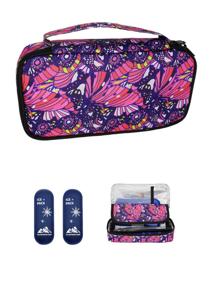 Large Portable Insulin Cooler Bag – Lightweight Boho Flower Print Travel & Outdoor Camping Medical Cooler