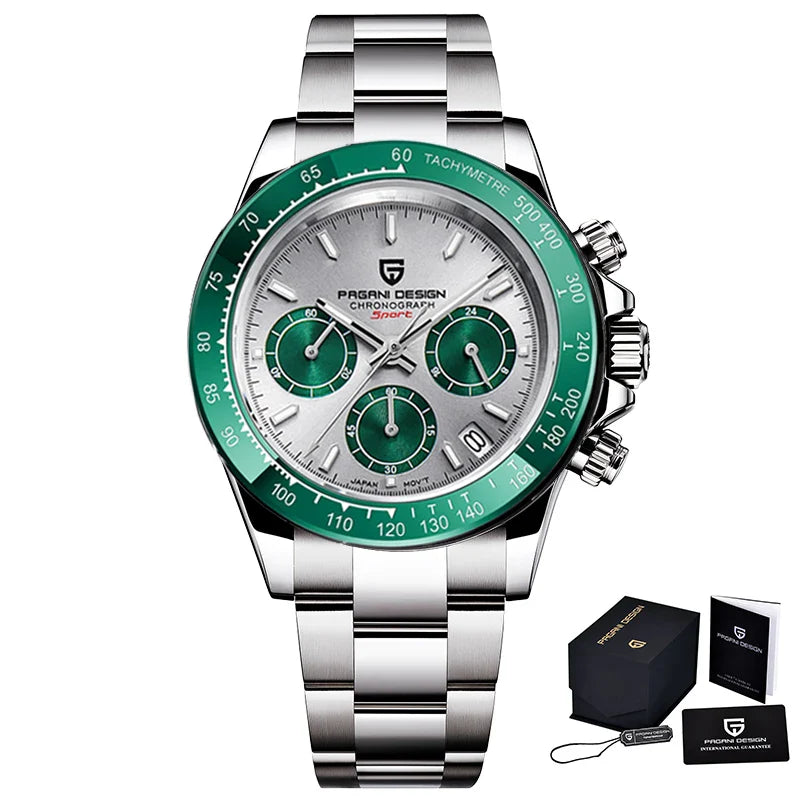 PAGANI DESIGN 2024 Quartz Men's Luxury Business Watch – Chronograph VK63 Waterproof