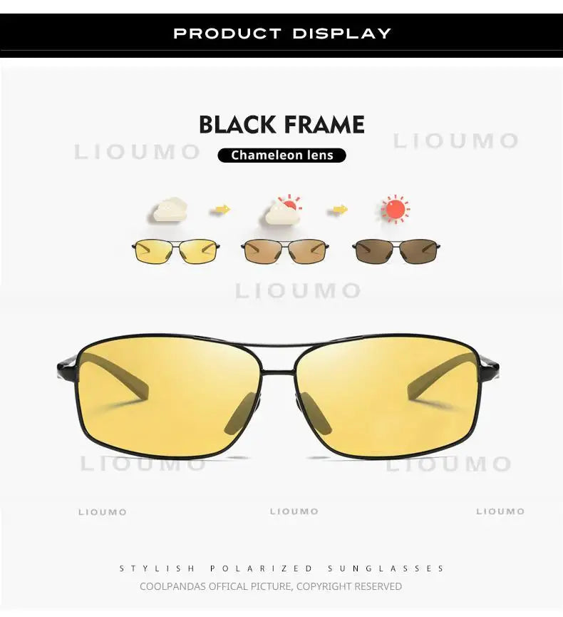 LIOUMO Polarized Photochromic Driving Sunglasses – Chameleon Night Vision Goggles for Men & Women