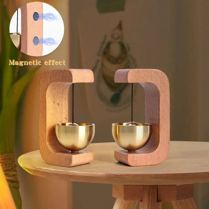 Wireless Doorbell with Solid Wooden Design - Magnetic Brass Wind Chimes, Jingle Bell Pendant for Entrance & Home Decor