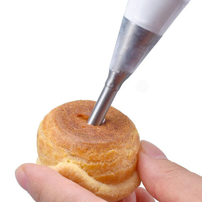 1/4 Pcs Stainless Steel Cream Puff Nozzles - Cake Icing Piping Tips for DIY Donuts, Cupcakes and Pastry Desserts, Baking Accessories