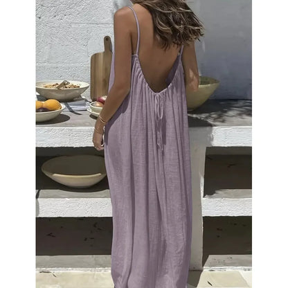 Women’s Strapless Backless Maxi Dress - Loose Comfortable Casual Home Sleepwear Long Dress