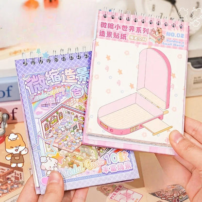 NEW 20Pcs 20-in-1 Cartoon Landscape Sticker Book – DIY 3D Pocket Cabin Scene Stickers for Kids Gift