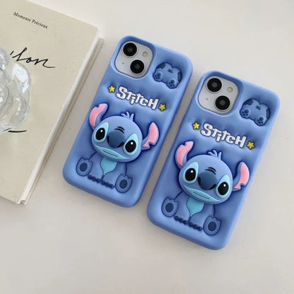 Cute Stitch Head Phone Case — Soft Silicone Grip Tok Holder for iPhone 7-15 Pro Max, XS/XR/SE/Plus