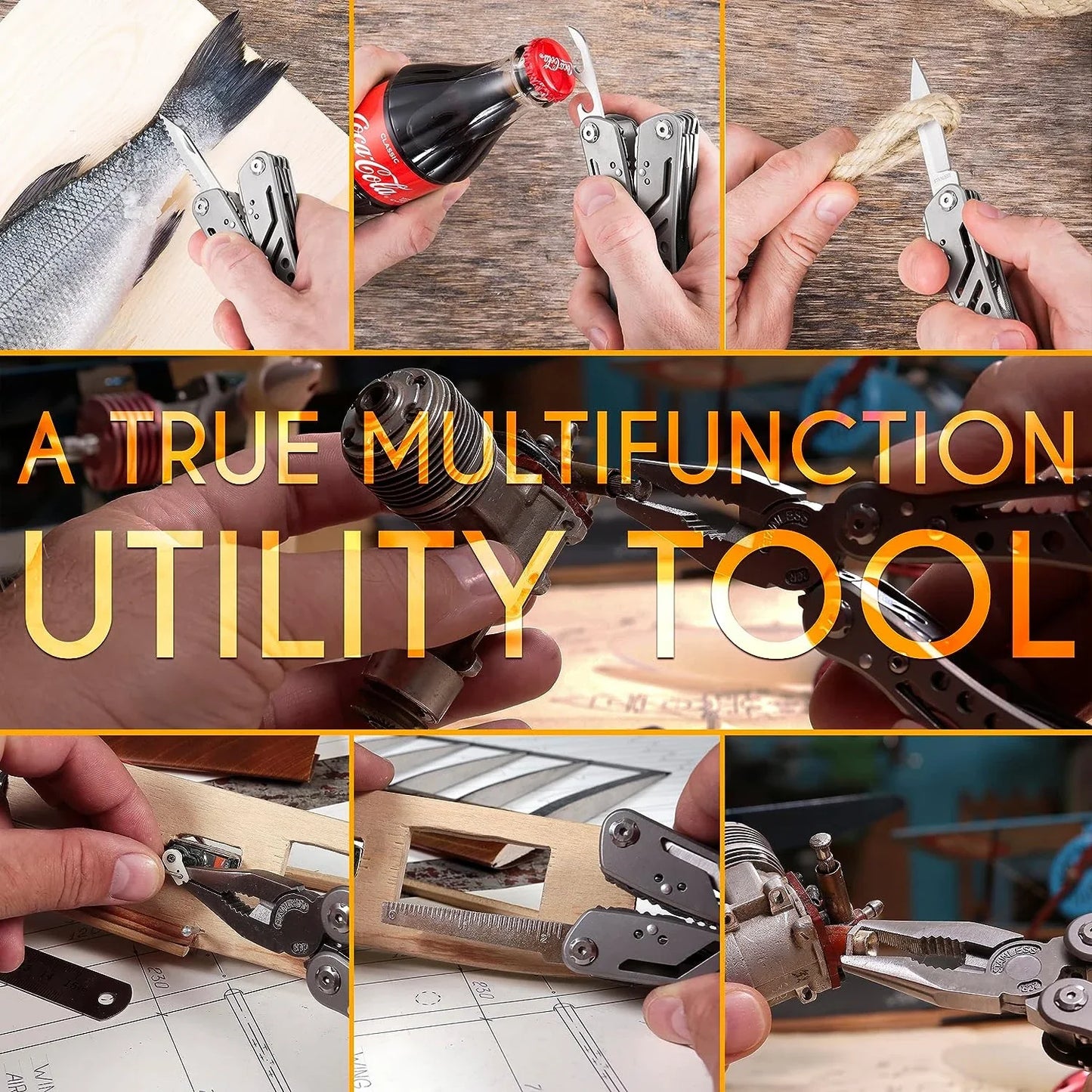 24-in-1 Multitool Pocket Plier - Heavy Duty Stainless Steel Army Knife, Multi-Purpose Outdoor Tool for Camping, Hiking, Hunting