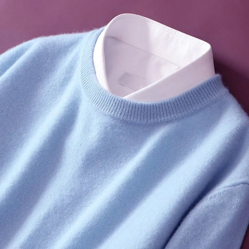 Men's Autumn Winter Cashmere Sweater - Soft Warm O-Neck Loose Knit Pullover Korean Style Top