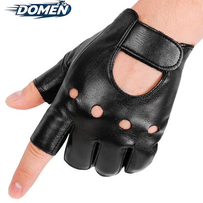 DOMEN Unisex Half Finger Synthetic Leather Gloves – Riding, Driving, Fitness & Motorcycle Gloves