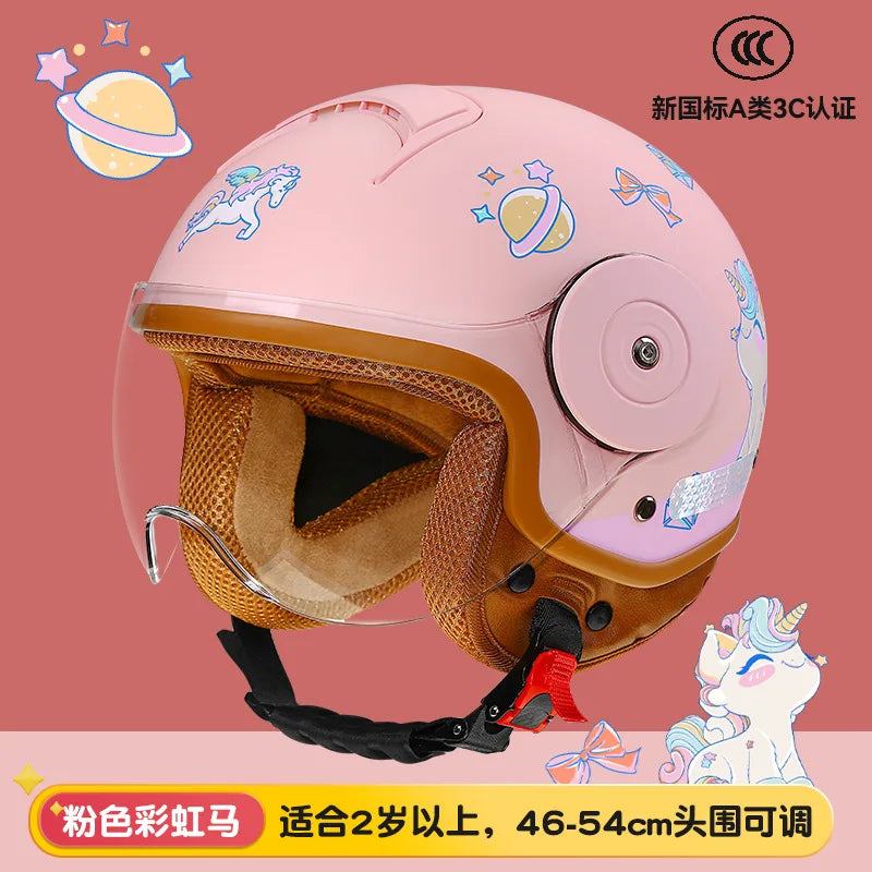 BYB Children's Helmet – 3C Certified National Standard Class A Baby Helmet for All Seasons, Cartoon Electric Vehicle & Motorcycle Safety Helmet