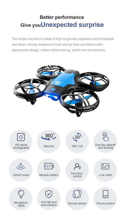 V8 Mini Drone with 4K & 1080P HD Wide-Angle Camera – WiFi FPV RC Helicopter with Height Hold for Kids