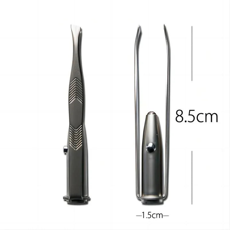 Portable Stainless Steel Eyebrow Tweezer with LED Light – Smart Design Makeup Tool for Hair Removal