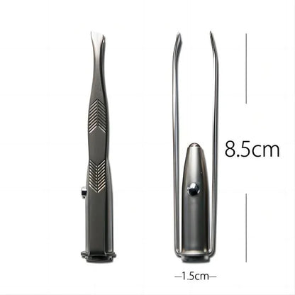 Portable Stainless Steel Eyebrow Tweezer with LED Light — Smart Design Hair Removal Makeup Tool