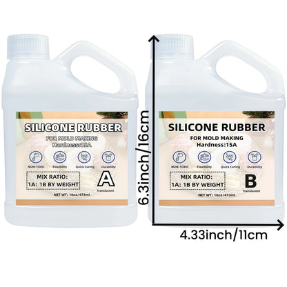 32oz Super Elastic Liquid Silicone Mold Making Kit – 1:1 Mix Ratio for Resin Casting, Candle & DIY Crafts (Translucent)