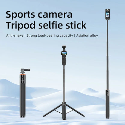 1.38M Selfie Stick Tripod – Adjustable Extension Holder for DJI Action 4, Pocket 3, GoPro, Insta360, DSLR & Phone Photography