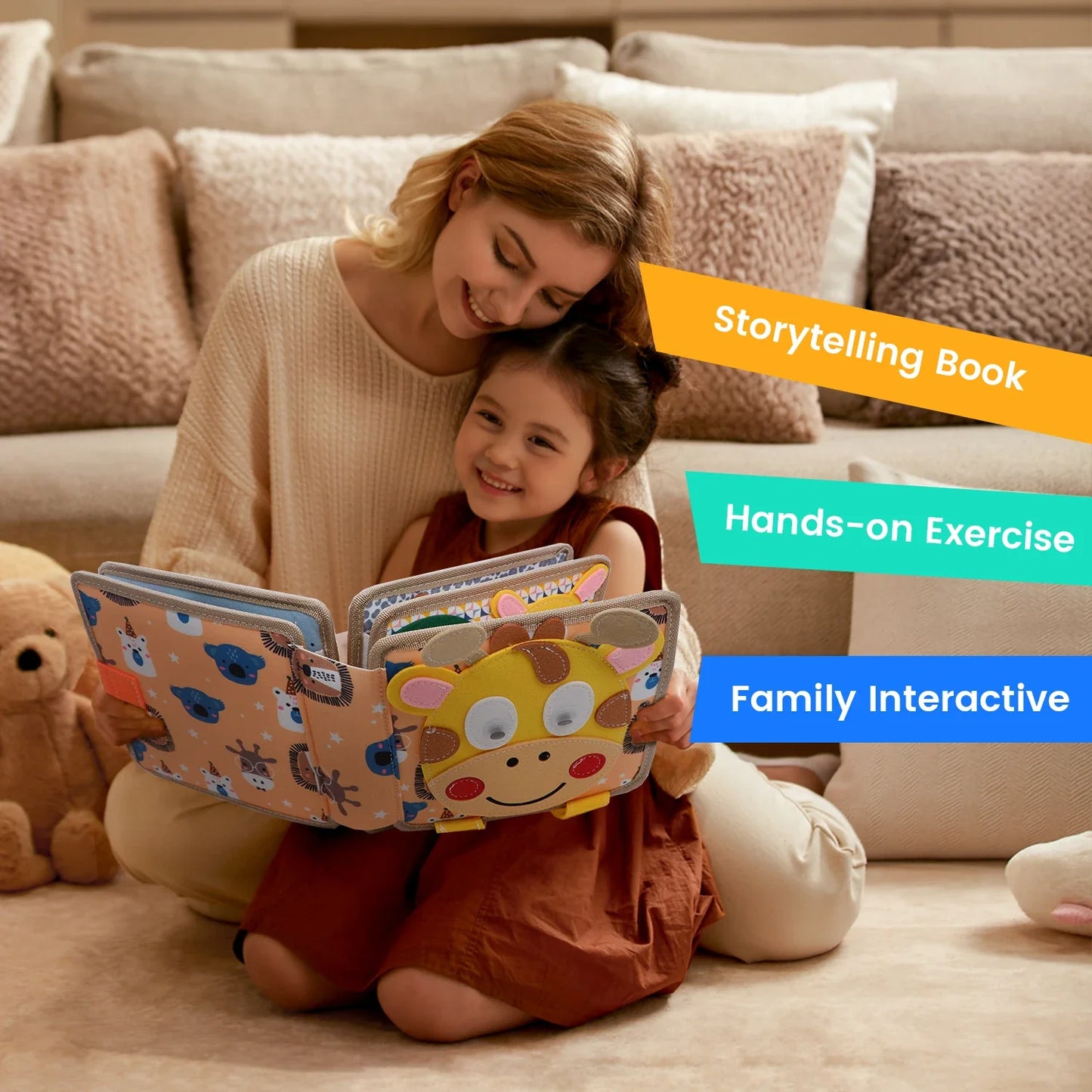 Baby Soft 3D Cloth Book – Montessori Early Learning Toy for Color Cognition & Basic Life Skills