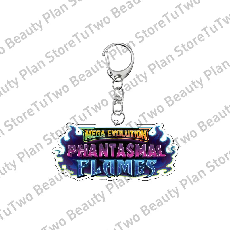 Anime PTCG Mega Evolution Acrylic Keychain – Pocket Monster Logo Cartoon Bag Pendant Keyring Collectible Gift Toy Series