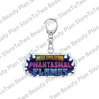 Anime PTCG Mega Evolution Acrylic Keychain – Pocket Monster Logo Cartoon Bag Pendant Keyring Collectible Gift Toy Series